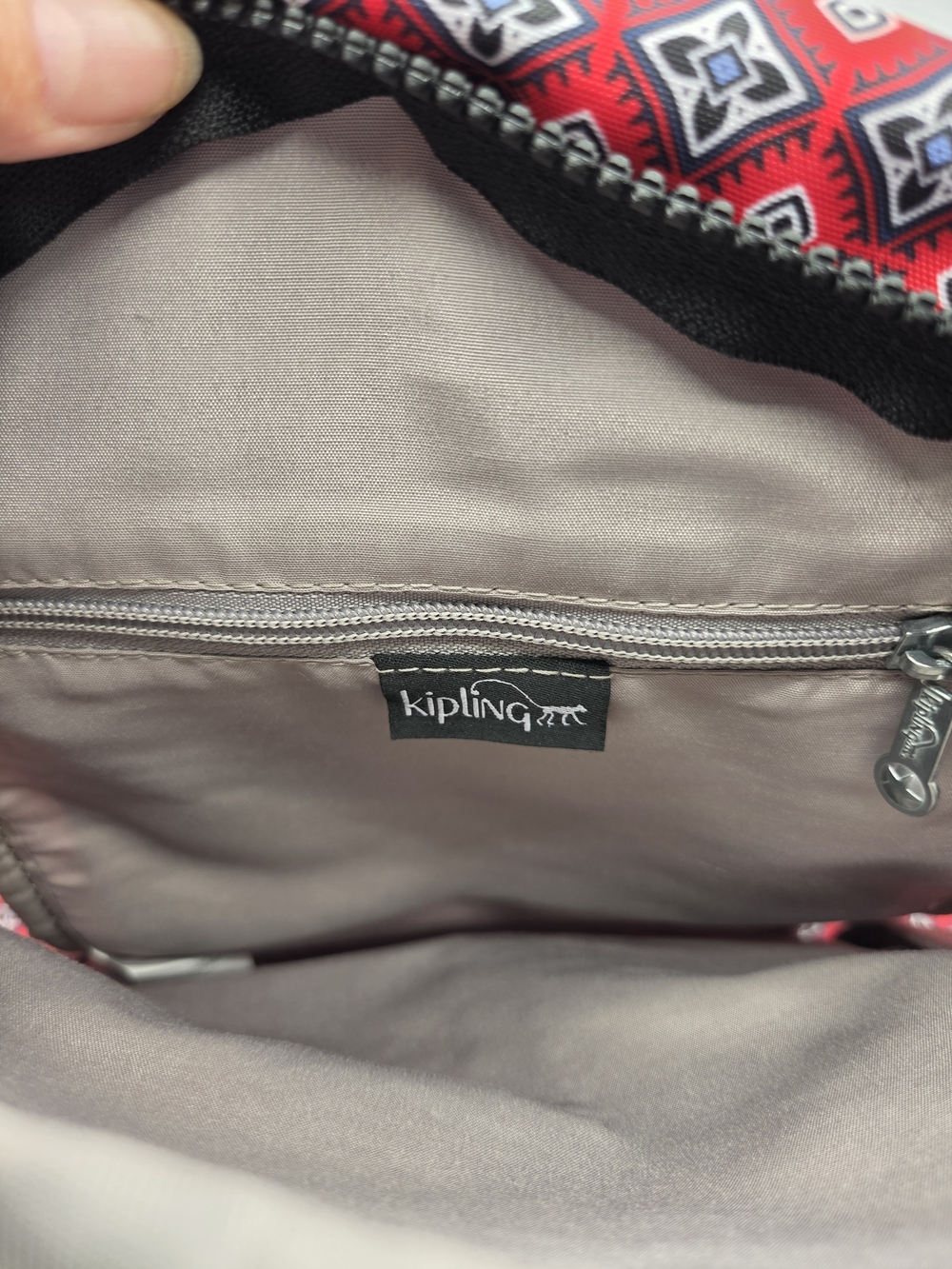 Kipling Red Geometric Print Backpack - Picture 6 of 10